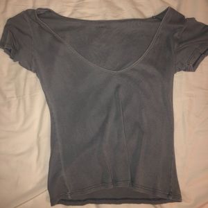 Blue low V neck t shirt